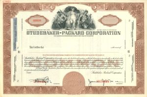 Studebaker-Packard Corporation - Specimen Stock Certificate - Famous Car Maker